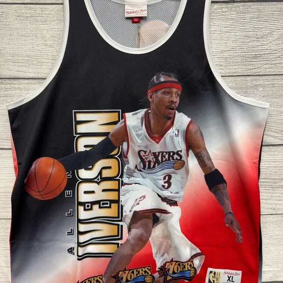 Mens Mitchell & Ness NBA Behind The Back Tank Philadelphia 76ers Allen Iverson - Picture 1 of 5